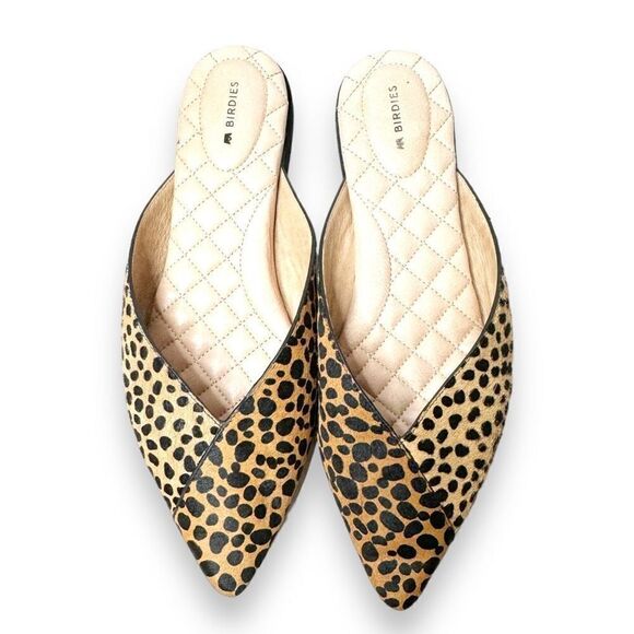 Birdies The Swan Mini Cheetah Mule Calf Hair Slide Slip-On Women’s Size 9.5 - Picture 1 of 5